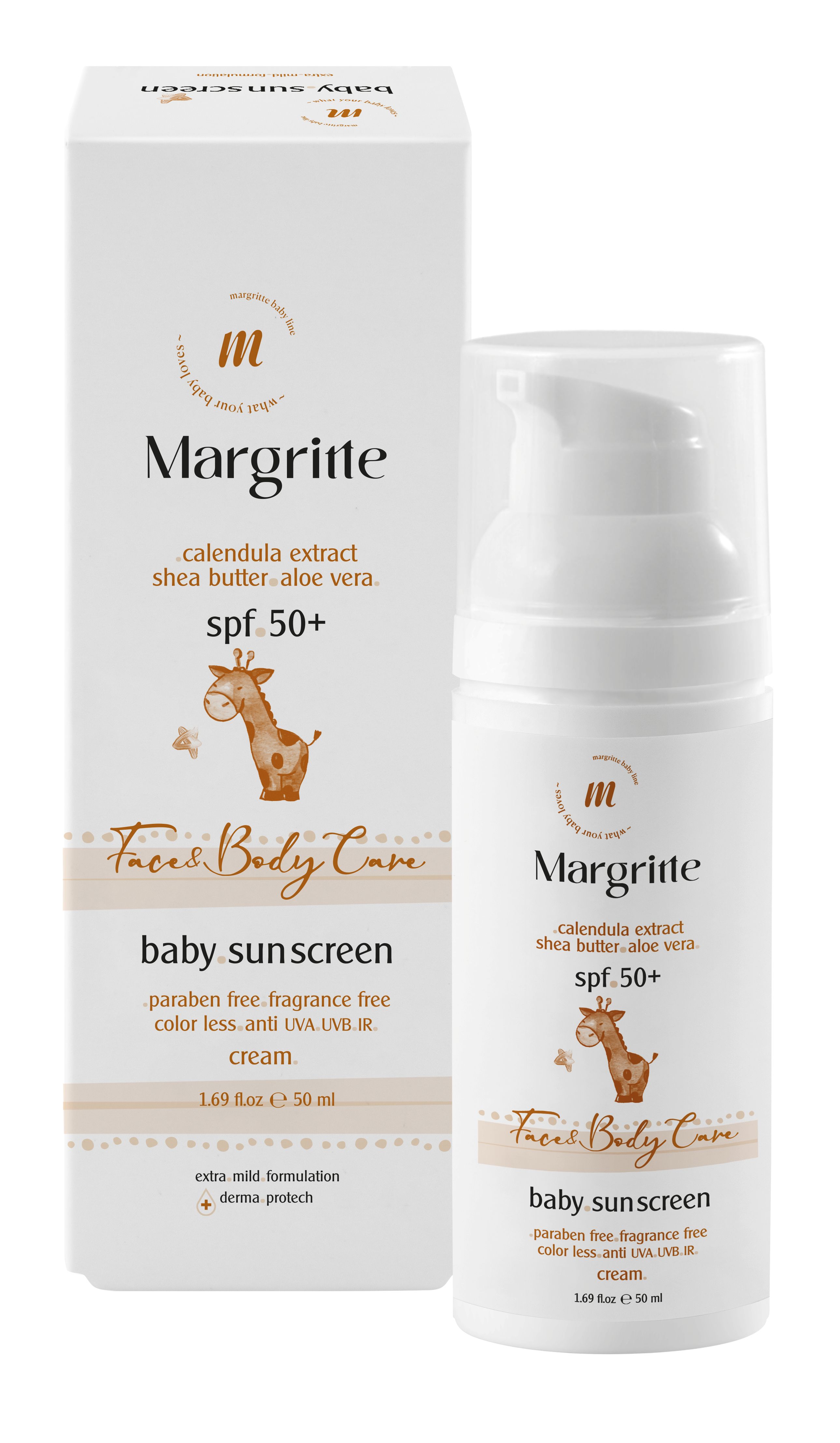 کرم ضد آفتاب کودک حجم 50 میلی لیتر SPF50+ مارگریت